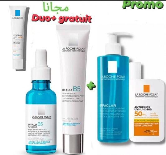 Pack 5 GEL MOUSSANT + SÉRUM B5 +HYALU B5 + ANTHELIOS UVMUNE + EFFACLAR DUO+ Gratuite ref455